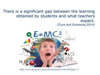 There is a significant gap between the learning
obtained by students and what teachers
expect.
(Zuza and Guisasola,2014)
http://www.queensu.ca/gazette/taxonomy/term/10?page=2
 