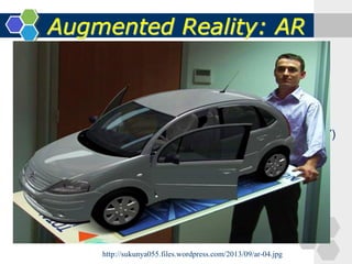 Augmented Reality: AR
(Ronald T. Azuma, 1997)
http://sukunya055.files.wordpress.com/2013/09/ar-04.jpg
 