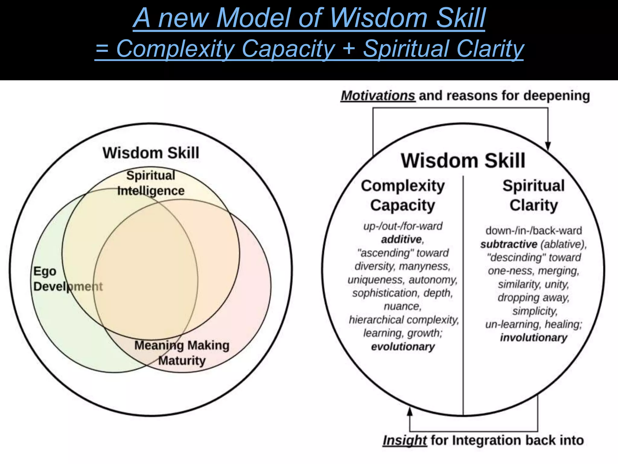 A new Model of Wisdom Skill
= Complexity Capacity + Spiritual Clarity
 