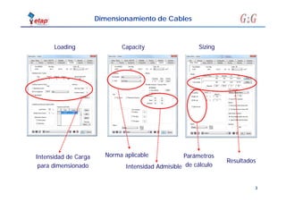 3
Dimensionamiento de Cables
Intensidad de Carga
para dimensionado
Loading Capacity Sizing
Norma aplicable
Intensidad Admisible
Parámetros
de cálculo
Resultados
 