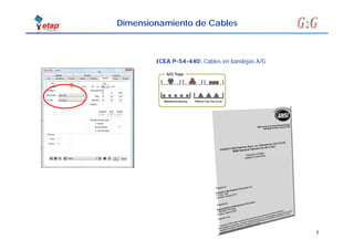 7
Dimensionamiento de Cables
ICEA P-54-440: Cables en bandejas A/G
 