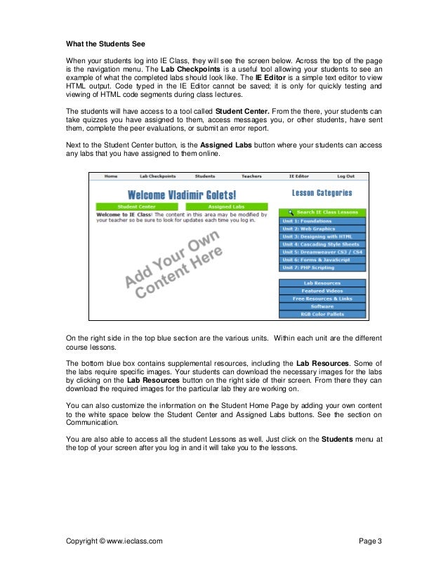 Ie Class Get Startedguide