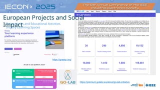 https://premium.golabz.eu/about/go-lab-initiative
https://graasp.org/
Repositories and Educational Activities
Inquiry Learning Spaces
European Projects and Social
Impact
 