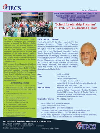 IECS:  18'Th School Leadership Workshop