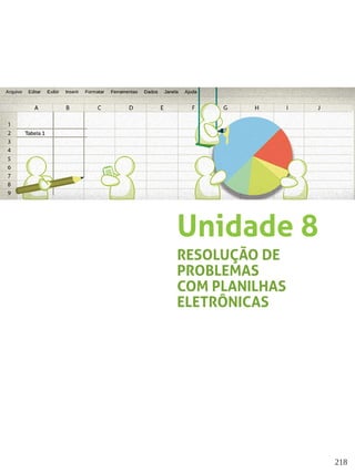 218
Unidade 8
RESOLUÇÃO DE
PROBLEMAS
COM PLANILHAS
ELETRÔNICAS
 