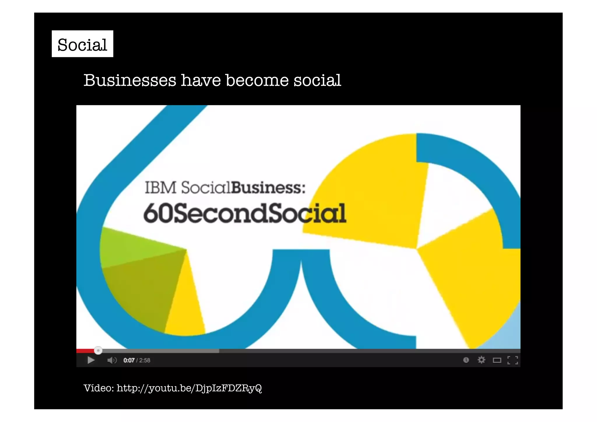 Social 
Businesses have become social 
Vídeo: http://youtu.be/DjpIzFDZRyQ 
 