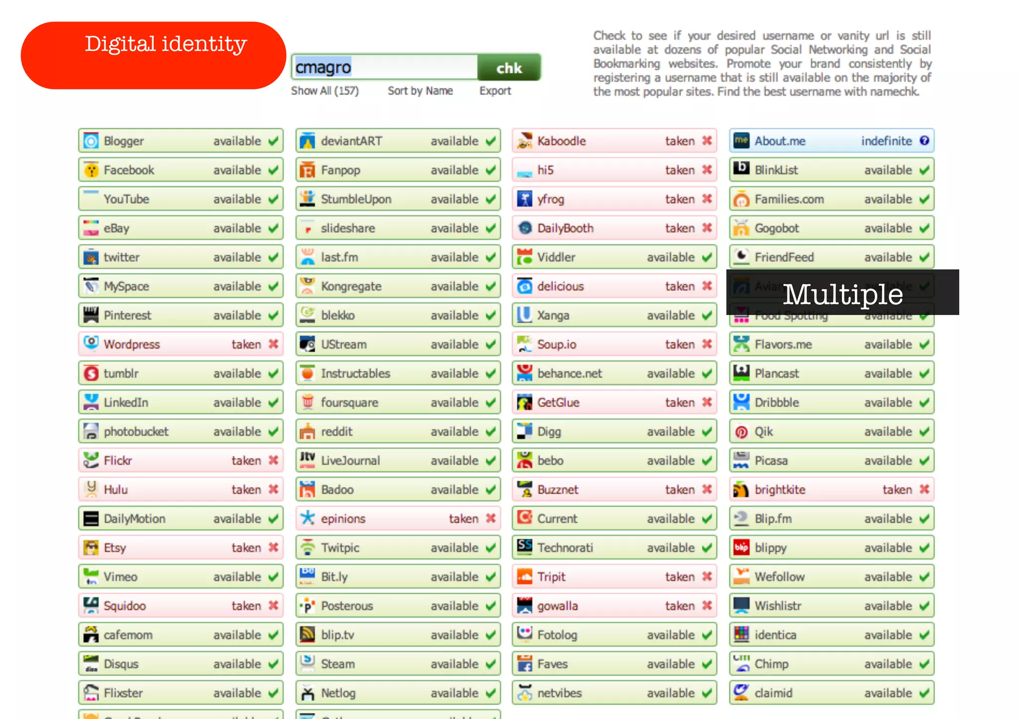 Multiple 
Digital identity 
 