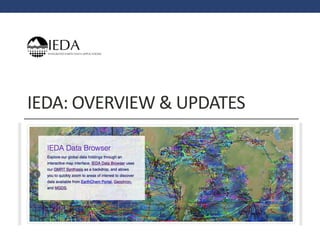 IEDA: OVERVIEW & UPDATES
 