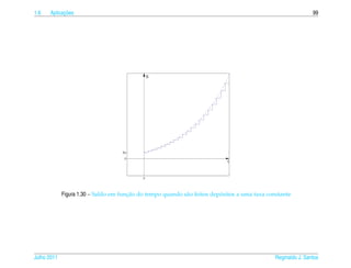 1.6         ¸˜
      Aplicacoes                                                                                               99




                                                S




                                    So

                                     0
                                                                            t


                                            0




                                       ¸˜                                 ´
             Figura 1.30 – Saldo em funcao do tempo quando s˜ o feitos depositos a uma taxa constante
                                                            a




Julho 2011                                                                                     Reginaldo J. Santos
 