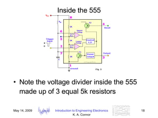 Inside the 555 Note the voltage divider inside the 555 made up of 3 equal 5k resistors 