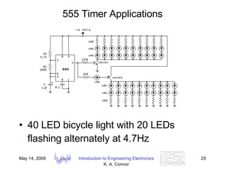 555 Timer Applications 40 LED bicycle light with 20 LEDs flashing alternately at 4.7Hz 