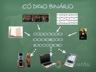 CÓDIGO BINÁRIO




   000100100101
  101010110111100101
   1110100001101110
 