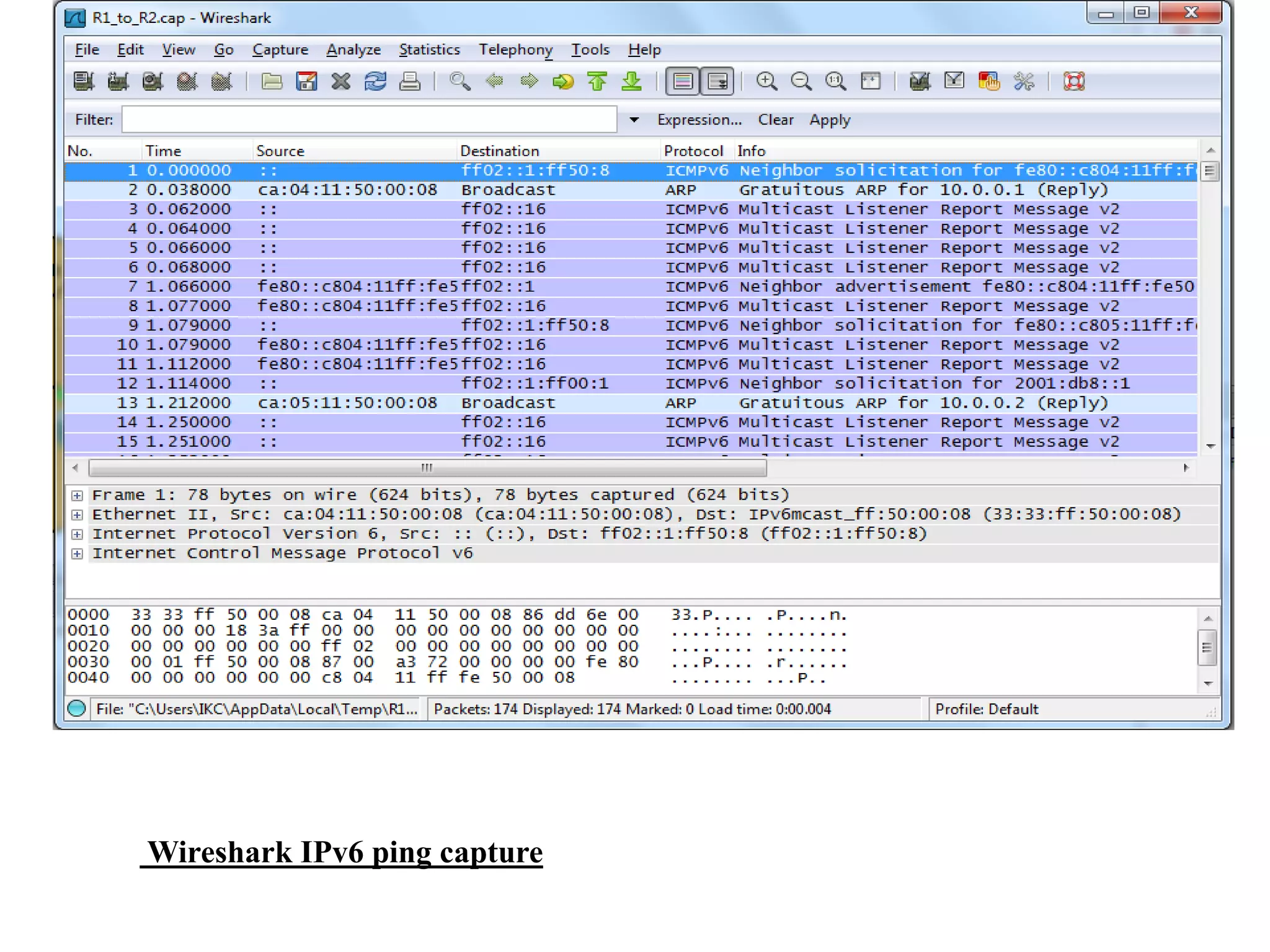 Wireshark IPv6 ping capture
 