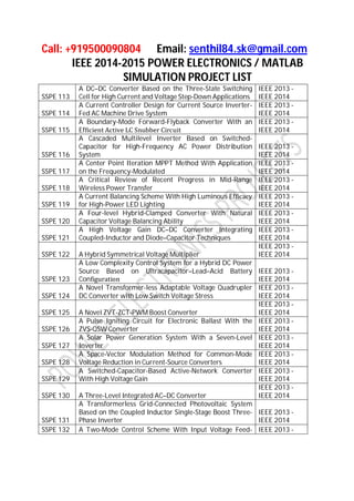 Ieee 2014 2015 matlab simulink power electronics projects titles | PDF