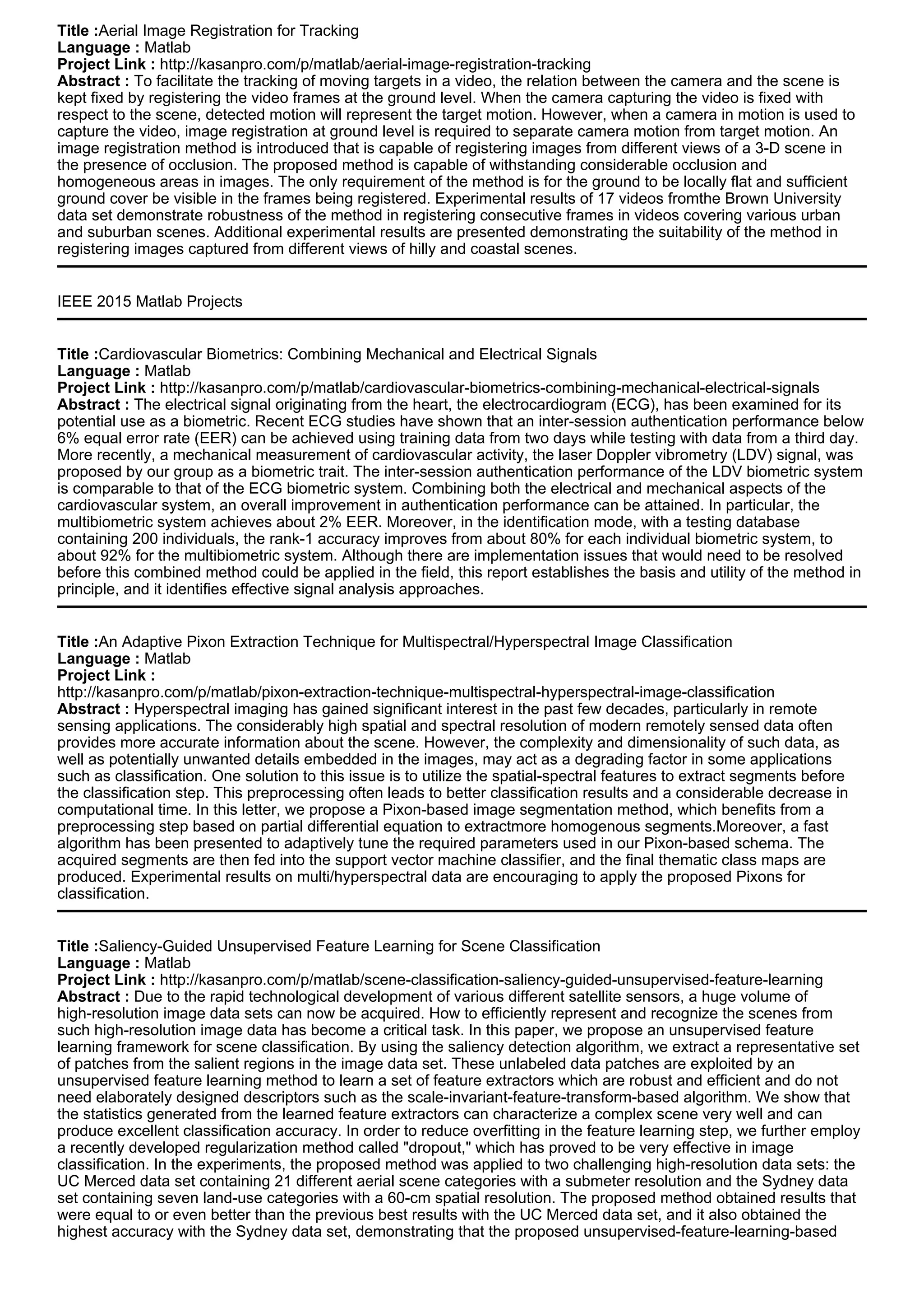 IEEE 2015 Matlab Projects | PDF