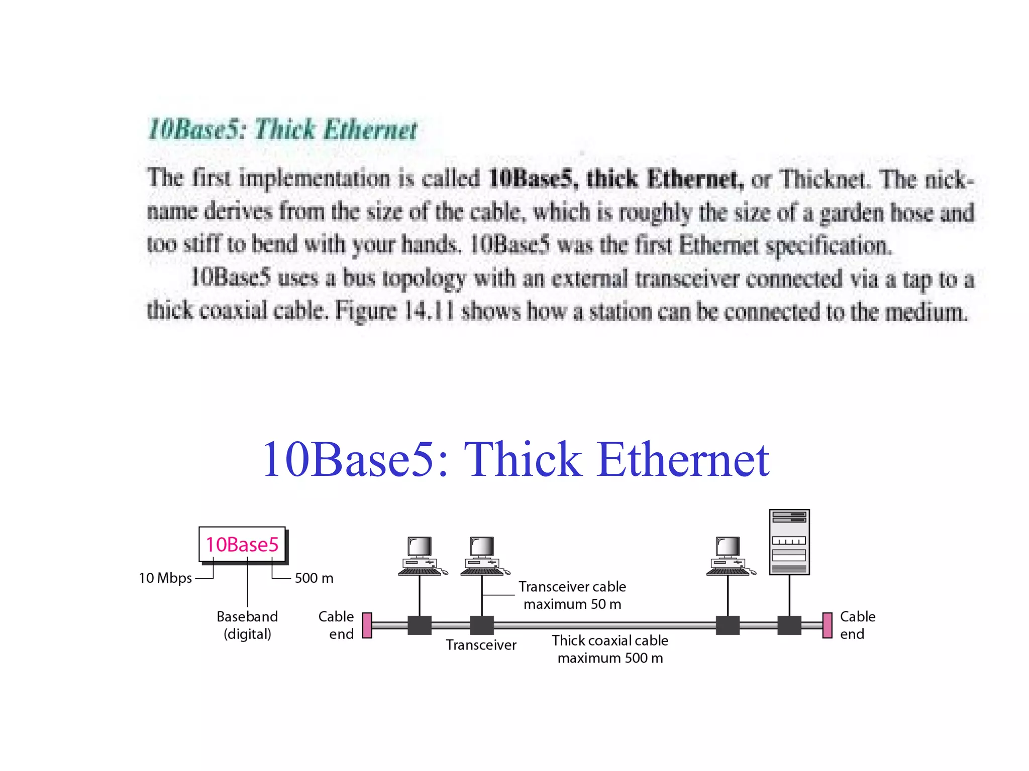 10Base5: Thick Ethernet 
 