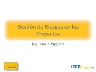 Gestión de Riesgos en los
       Proyectos
     Ing. Mario Pippolo
 