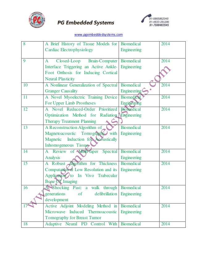 ieee 2014 2015 biomedical engineering project titles biomedical engineering projects