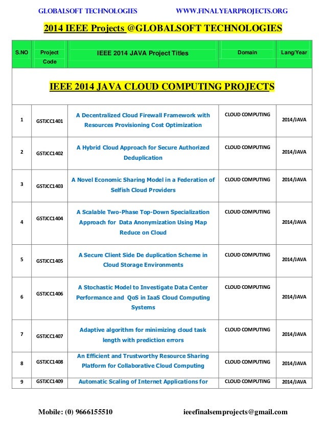 Ieee 2014 2015 java projects titles globalsoft technologies