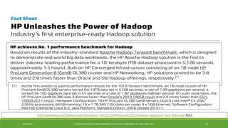 38 
http://www.hp.com/hpinfo/newsroom/press_kits/2012/HPDiscover2012/Hadoop_Appliance_Fact_Sheet.pdf 2012 
10/29/2014 TUTORIAL ON BIG DATA BENCHMARKING, IEEE BIG DATA CONFERENCE (C) BARU, RABL 2014  