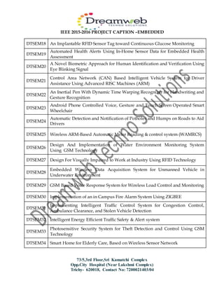Ieee 2015 16 embedded titles @dreamweb techno solutions-trichy | PDF