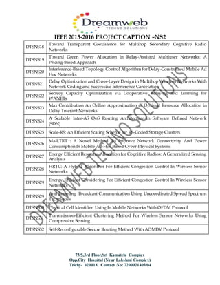 Ieee 2015 16 ns2 @dreamweb techno solutions-trichy | PDF