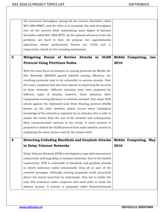Ieee 2016 cs project topics list mtech | PDF
