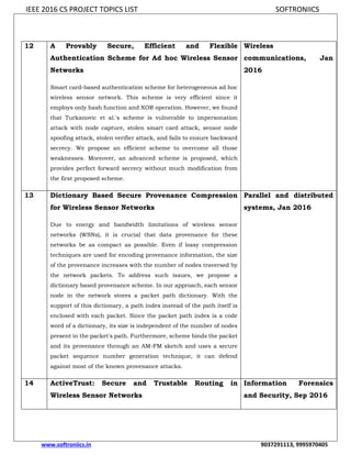 Ieee 2016 cs project topics list mtech | PDF
