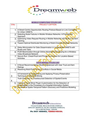 Ieee 2016 m.e m.tech titles for java and dotnet | PDF