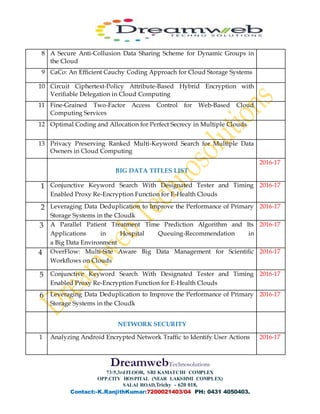 Ieee 2016 project titles for me m.tech in trichy | PDF
