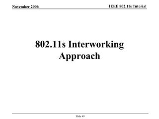 IEEE 802.11s TutorialNovember 2006
Slide 49
802.11s Interworking
Approach
 