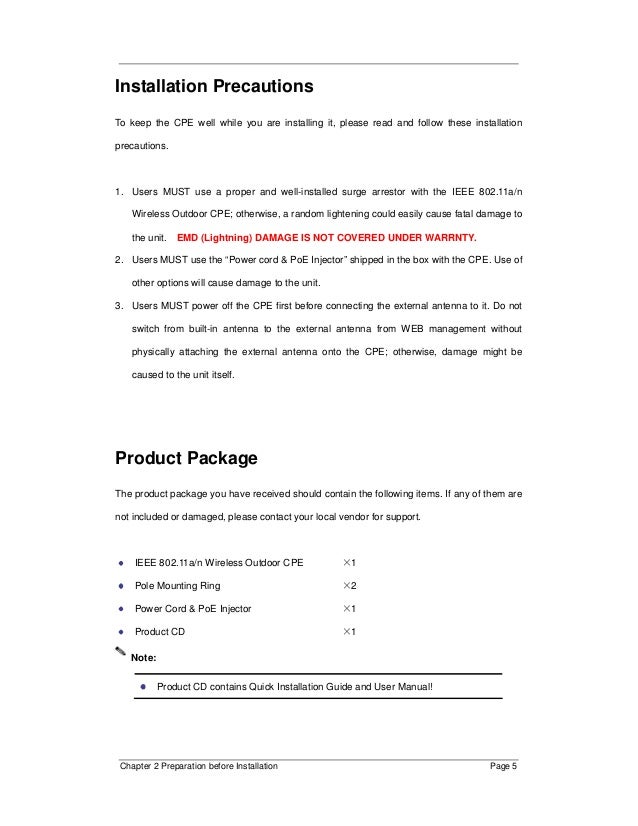 Manual CPE QUICK INSTALL GUIDE