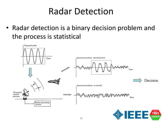 90
Radar Detection
• Radar detection is a binary decision problem and
the process is statistical
 