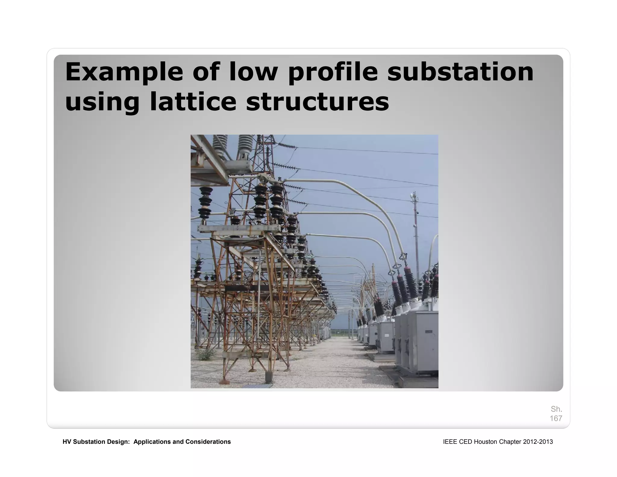 HV Substation Design: Applications and Considerations IEEE CED Houston Chapter 2012-2013
Example of low profile substation
using lattice structures
Sh.
167
 