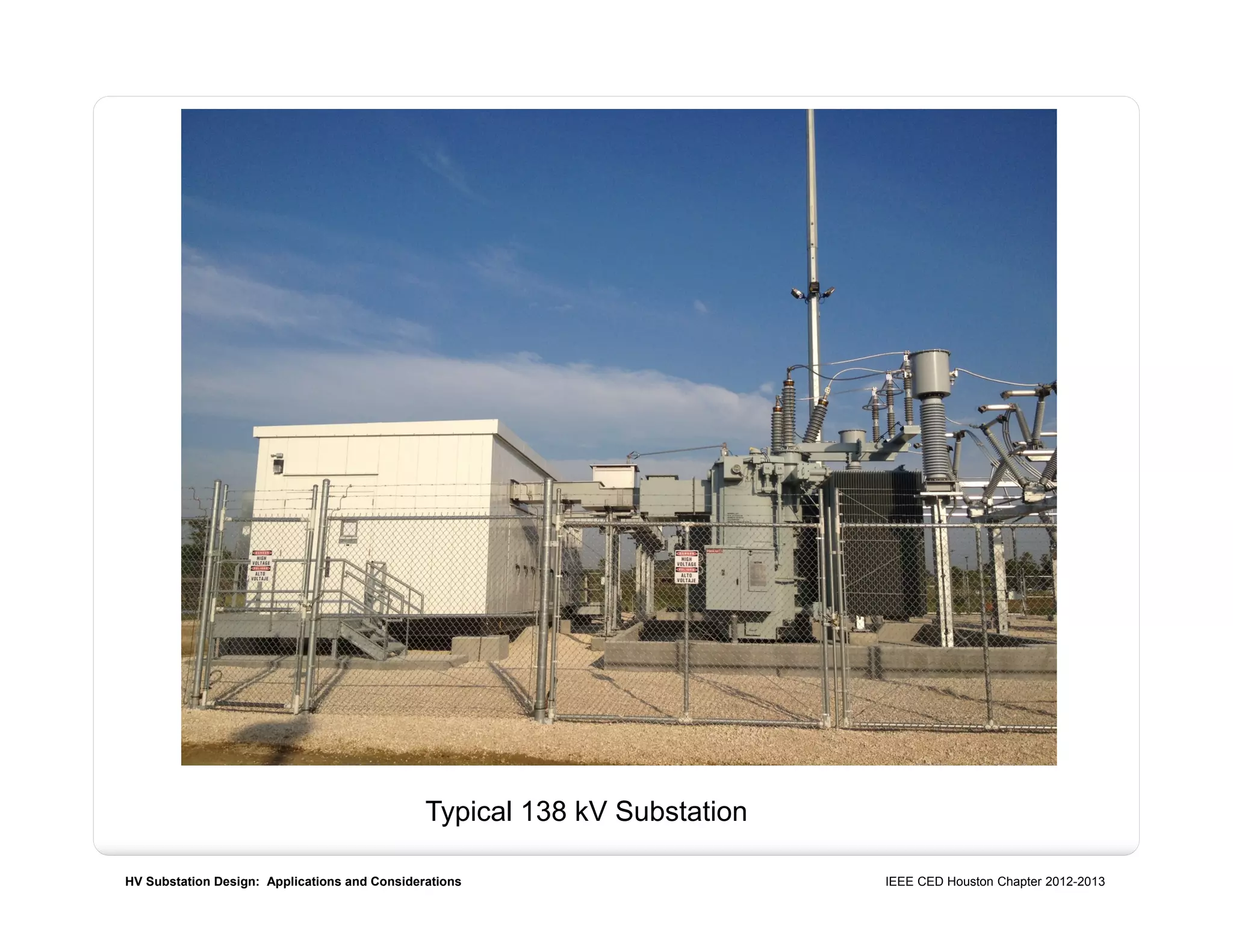 HV Substation Design: Applications and Considerations IEEE CED Houston Chapter 2012-2013
Typical 138 kV Substation
 