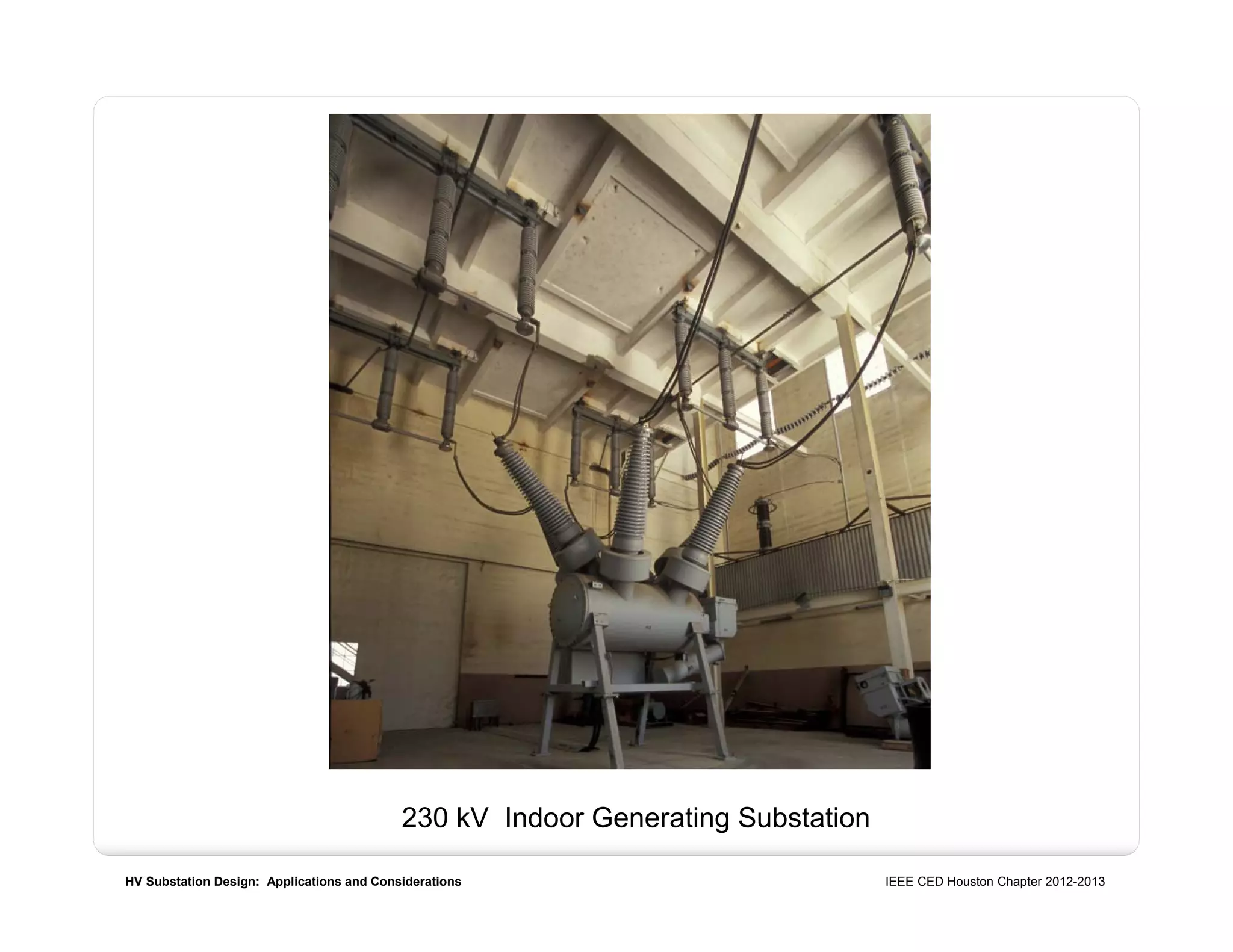 HV Substation Design: Applications and Considerations IEEE CED Houston Chapter 2012-2013
230 kV Indoor Generating Substation
 