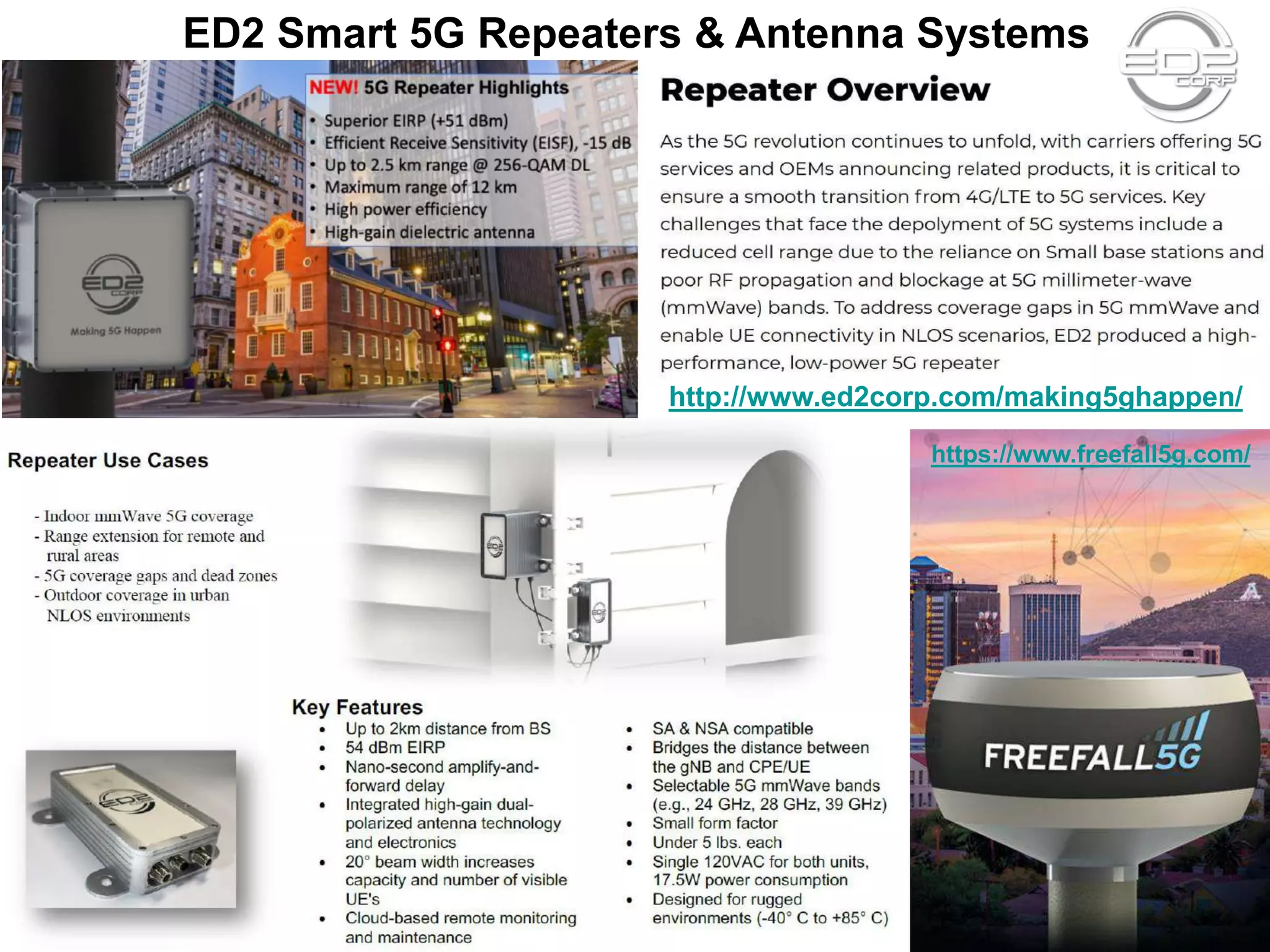 ED2 Smart 5G Repeaters & Antenna Systems
http://www.ed2corp.com/making5ghappen/
https://www.freefall5g.com/
 