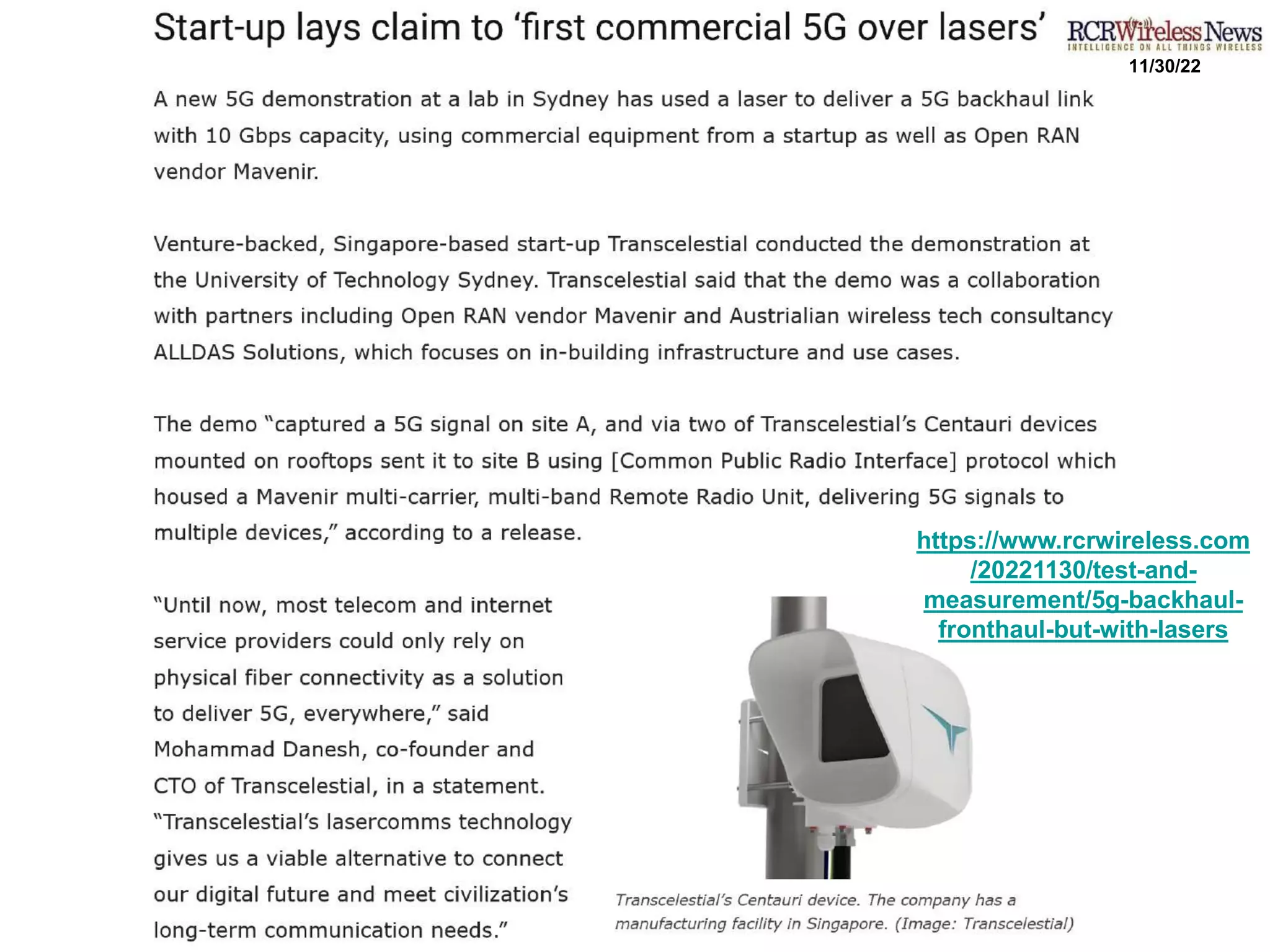 11/30/22
https://www.rcrwireless.com
/20221130/test-and-
measurement/5g-backhaul-
fronthaul-but-with-lasers
 