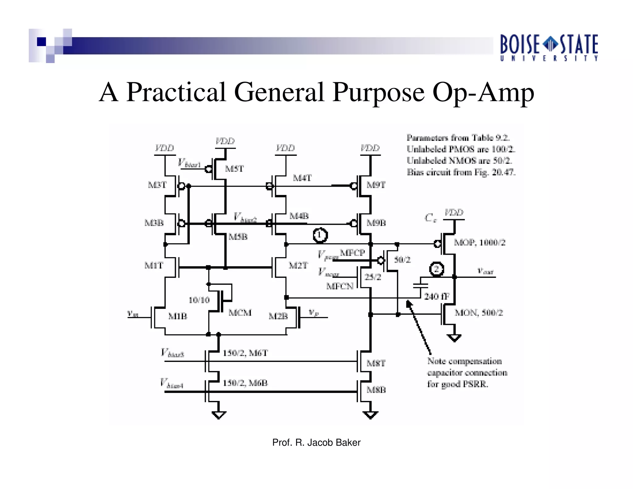 Prof. R. Jacob Baker
A Practical General Purpose Op-Amp
 