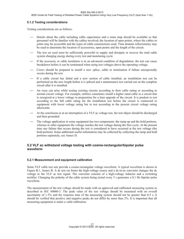IEEE Guide for Field Testing of Shielded Power Cable (IEEE 400.2 2013 ...