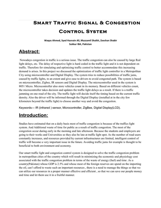 Smart Traffic Congestion Control System | RTF | Internet of Things ...