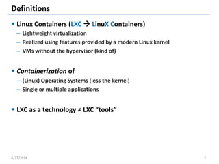Linux Container Brief for IEEE WG P2302 | PPTX