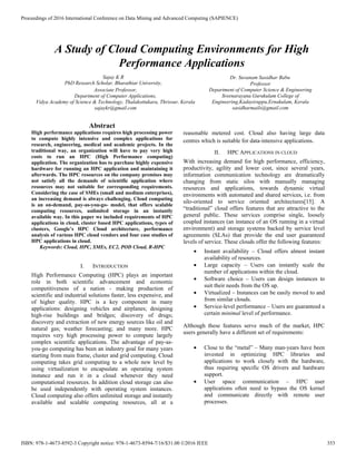 IEEE Paper - A Study Of Cloud Computing Environments For High ...