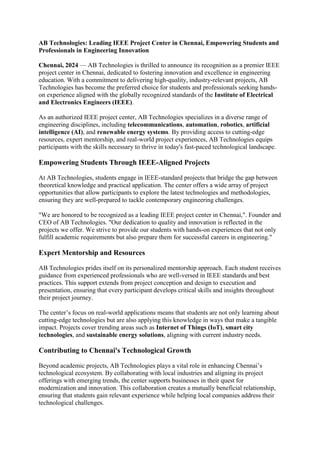 Leading IEEE Project Center in Chennai, Empowering Students and ...