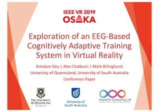 Exploration	of	an	EEG-Based	
Cognitively	Adaptive	Training	
System	in	Virtual	Reality
Arindam Dey |	Alex	Chatburn |	Mark	Billinghurst
University	of	Queensland,	University	of	South	Australia
Conference	Paper
 