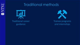 Traditional methods
Traditional career
guidance
Trainee programs
and internships
 