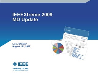 IEEEXtreme 2009  MD Update Lise Johnston August 15 th , 2009 