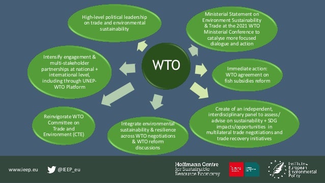 www.ieep.eu @IEEP_eu
WTO
High-level political leadership
on trade and environmental
sustainability
Ministerial Statement o...