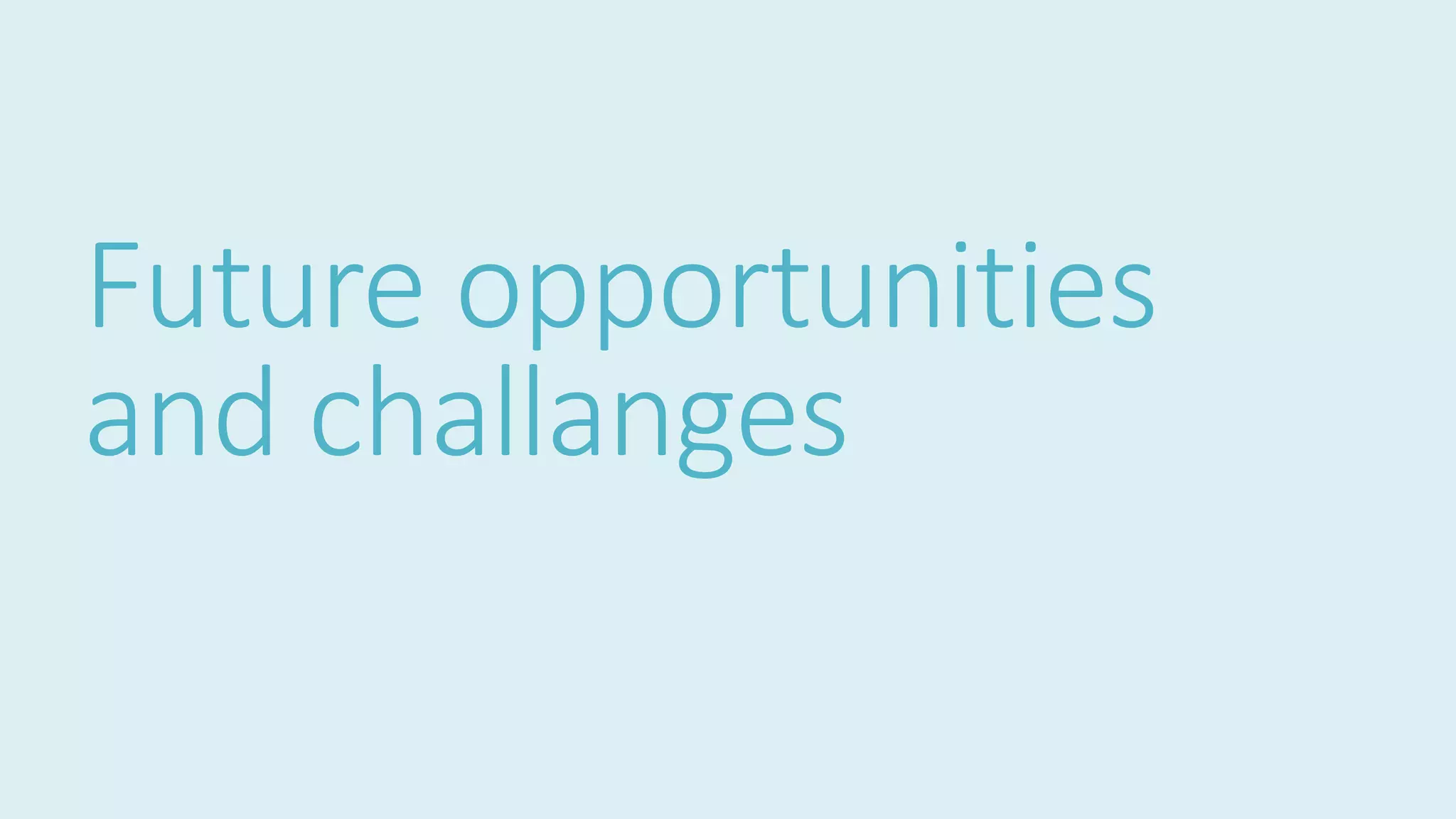 Future opportunities
and challanges
 