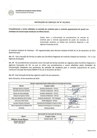 IEF normatiza controle de javalis em UC's em MG